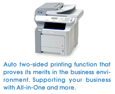 Auto two-sided printing function that proves its merits in the business environment.Supporting your business with All-in-One and more