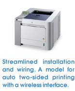 Streamlined installation and wiring A model for auto two-sided printing with a wireless interface